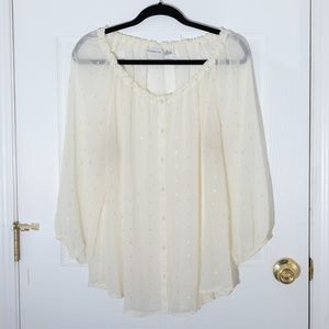 Sheer Boho Balloon Sleeve Top Cream XL Liz